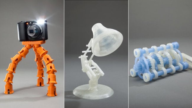 A variety of objects created by the Makerbot Replicator 2 3D printer.
