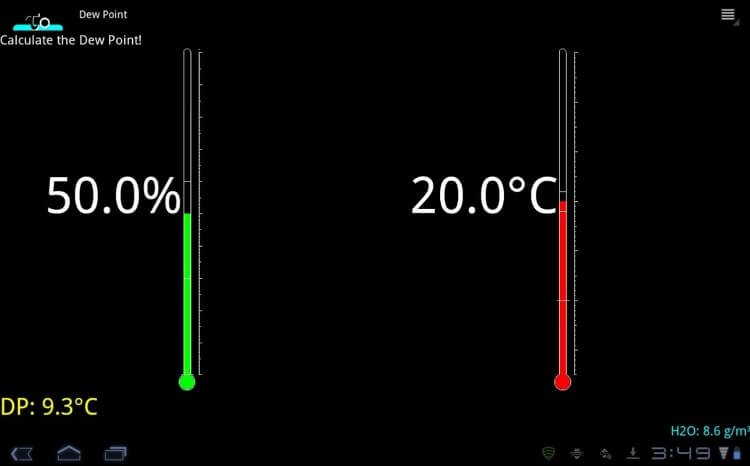 Приложение Dew Point для Android определение точки росы Приложение Dew Point для Android определение точки росы