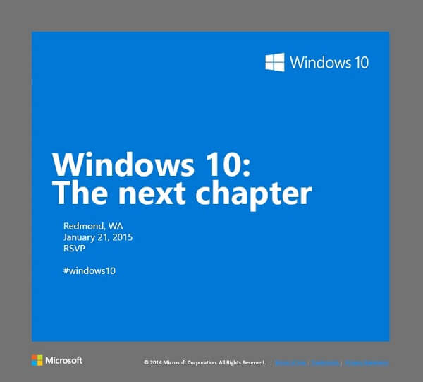 Приглашение на презентацию Windows 10
