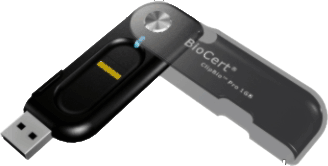 BioCert ClipBio — биометрический 1-Гб флэш-накопитель. Фото.