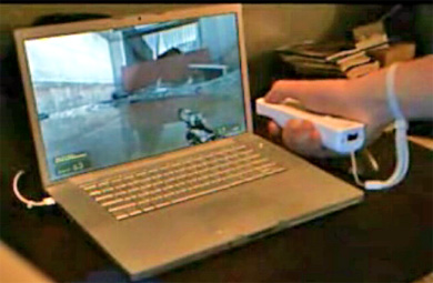Работа Wiimote с ноутбуком. Фото.