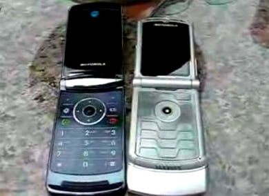 сравнение размеров Motorola LAZR и RIZR(видео). Фото.