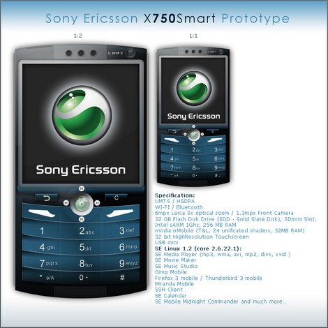 Концепт Sony Ericsson X750. Фото.