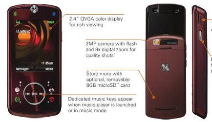 Первая детальная информация о слайдере Motorola Z9. Фото.