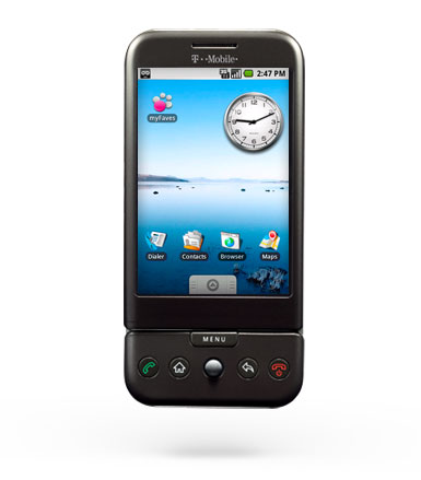 Перфое официальное фото T-Mobile HTC G1 с Android OS. Фото.