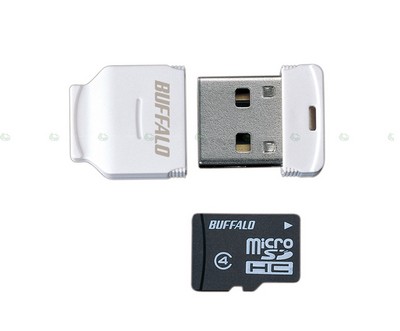 Buffalo выпустила USB-кардридер для microSDHC. Фото.