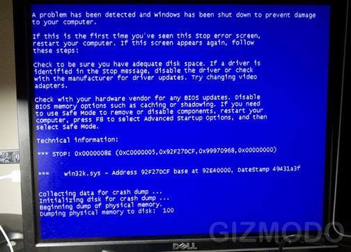 «Синий экран смерти» на Windows 7. Фото.