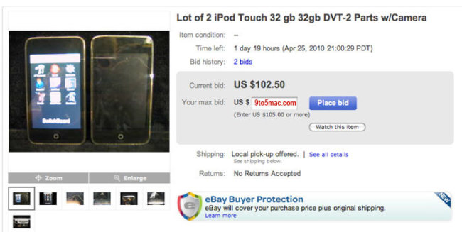 Пара iPod Touch с камерой появилась на eBay. Фото.
