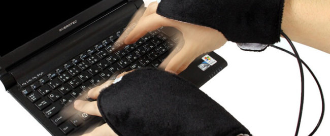 Теплые рукавицы USB Ninja. Фото.