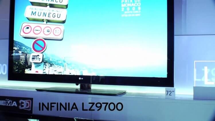 LG Electronics представила самый крупный в мире 3D Full LED HDTV. LG LZ9700 — один из самых больших телевизоров своего времени. Фото.