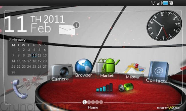 3D интерфейс для Android от Rightware. Фото.