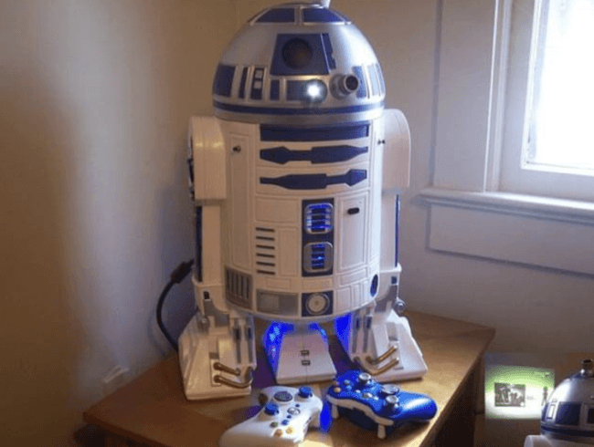 Моддинг Xbox 360 в стиле R2-D2. Фото.