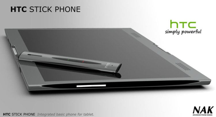 Концепт HTC Stick Phone предназначен для использования вместе с планшетом Tube Tablet. Фото.
