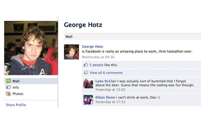 GeoHot ушел работать в Facebook. Фото.