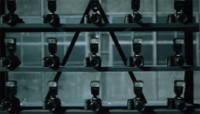 Для музыкального клипа построили стену из 250 камер Canon. Фото.