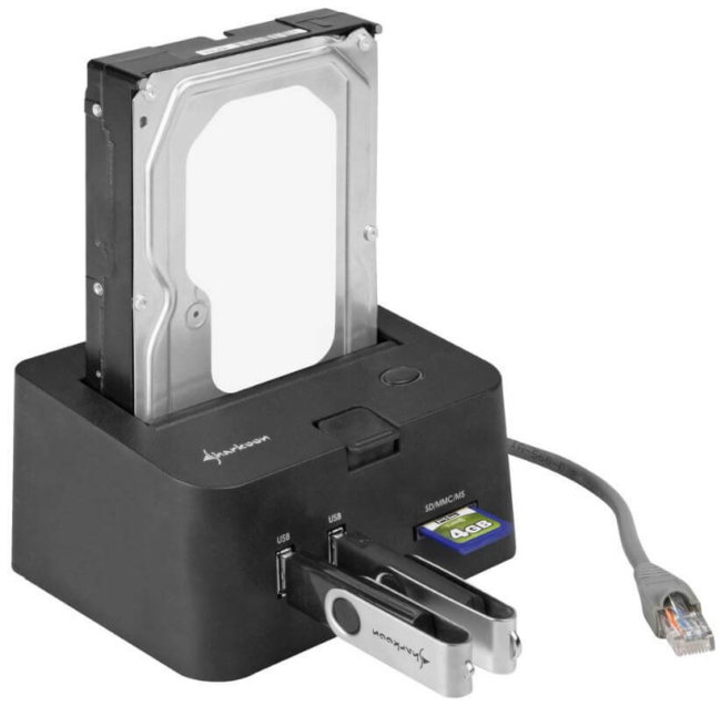 Sharkoon представила SDD/HDD станцию QuickPort Pro LAN Giga. Фото.