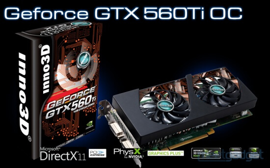 Inno3D наделяет видеокарты GeForce GTX560Ti и GTX560 двумя Гбайтами видеопамяти. Фото.