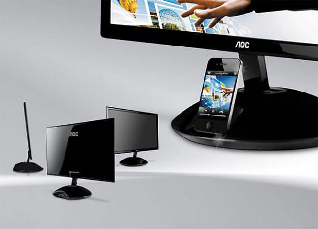 AOC представила новый монитор со встроенной док-станцией для iPhone. Фото.