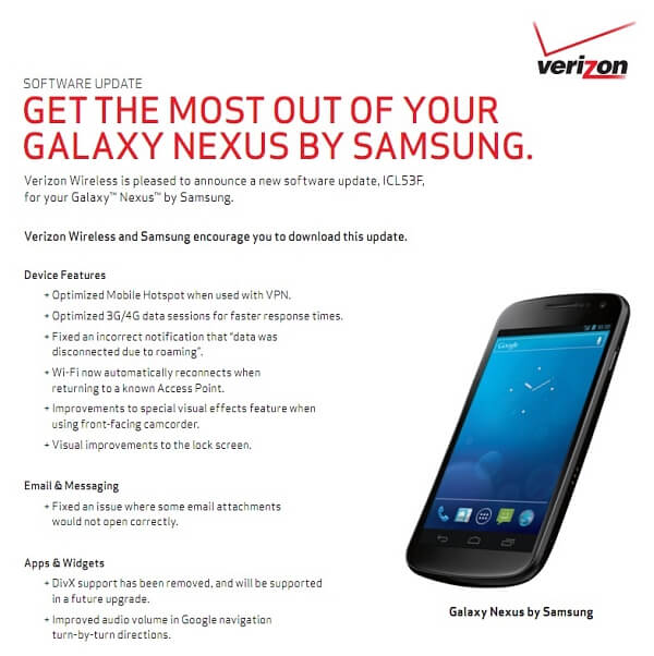 Verizon Galaxy Nexus получил обновление Android 4.0.2. Фото.
