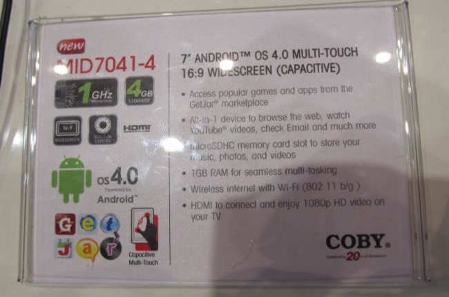 Coby представила линейку бюджетных планшетов на базе Android 4.0. Фото.