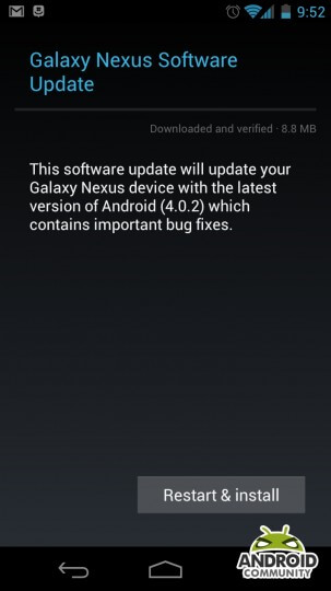 GSM версия Samsung Galaxy Nexus получила обновление Android 4.0.2. Фото.