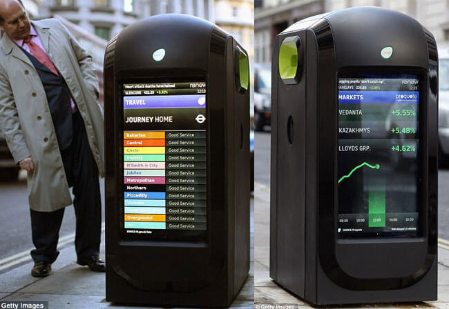 В Лондоне установили мусорные бачки с LCD экранами. Фото.