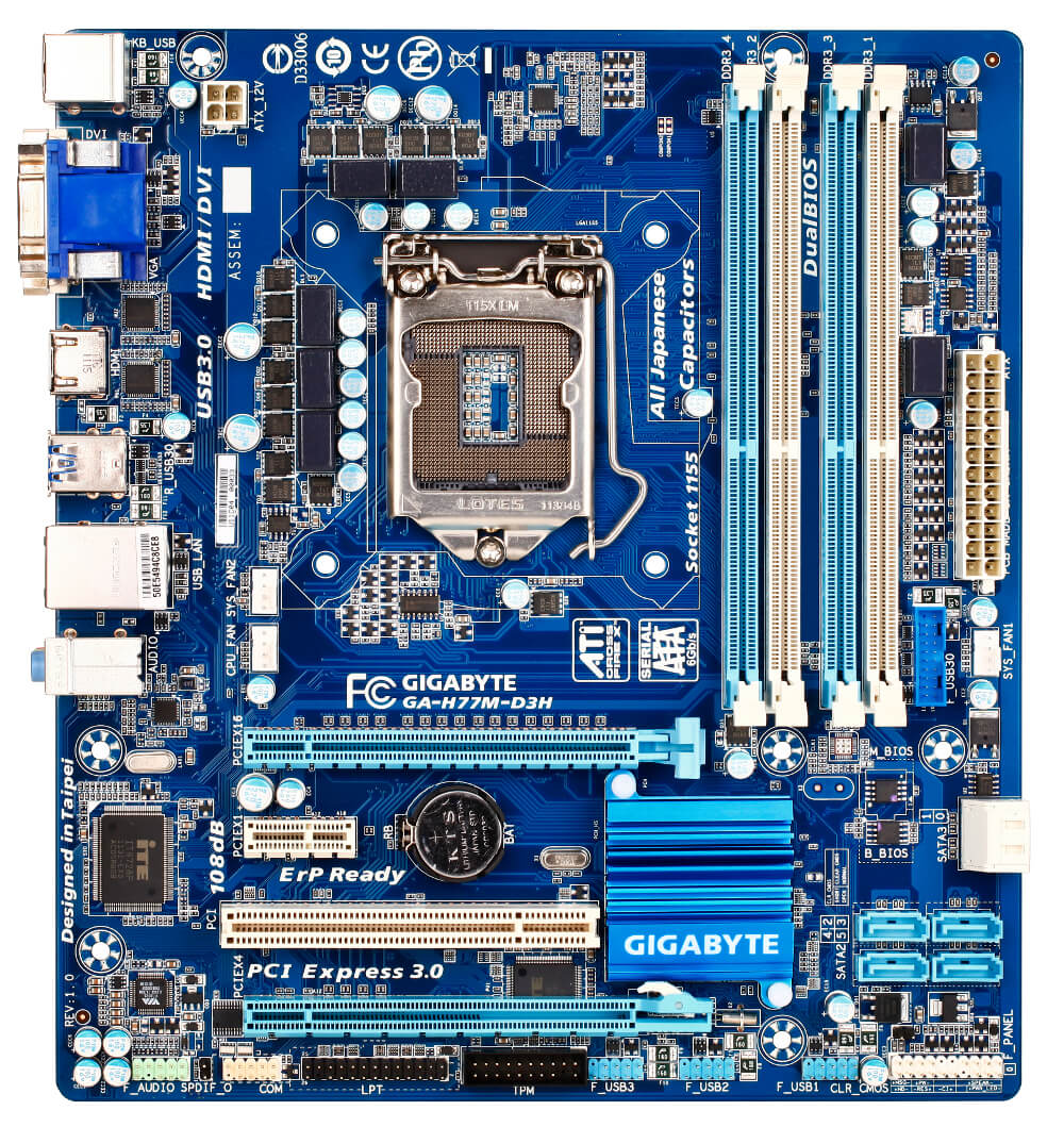 Материнская плата Gigabyte H77M-D3H (рис.2)
