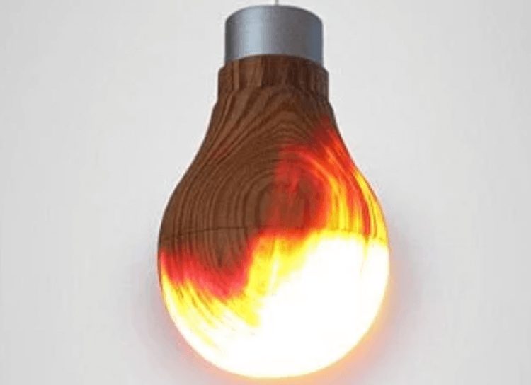 Горящая деревянная лампочка – иллюзия или реальность? Деревянная лампочка. Фото.