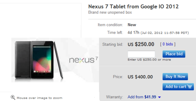 Google Nexus 7 уже предлагается на eBay. Фото.