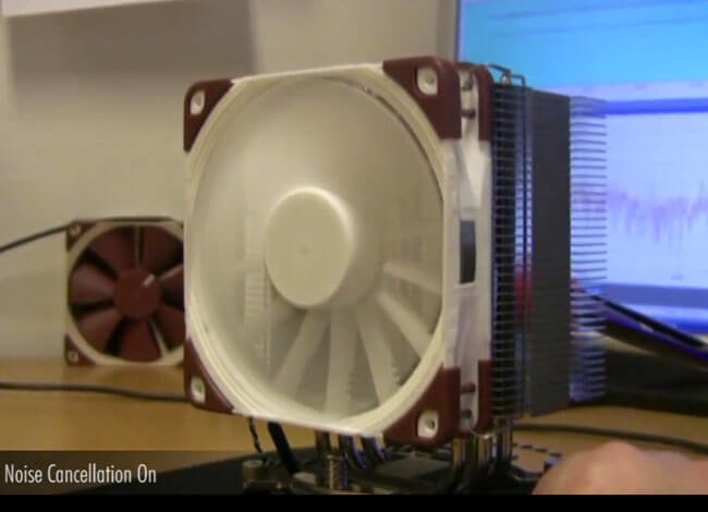 Noctua NF-F12 — первый процессорный кулер с активной системой шумоподавления RotoSub. Фото.