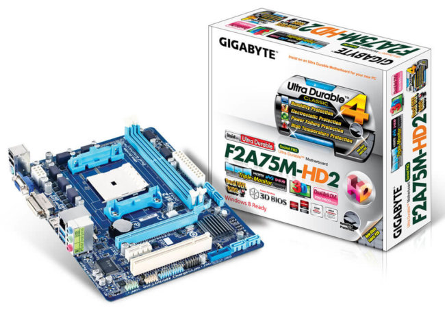 Gigabyte представила материнскую плату F2A75M-HD2 с сокетом FM2. Фото.