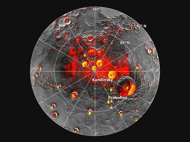 Тайны Меркурия: вода и органика на полюсах. Фото.