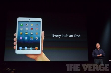 В ходе анонса 7,9-дюймового планшета iPad Mini Apple посмеялась над Google Nexus 7. Фото.