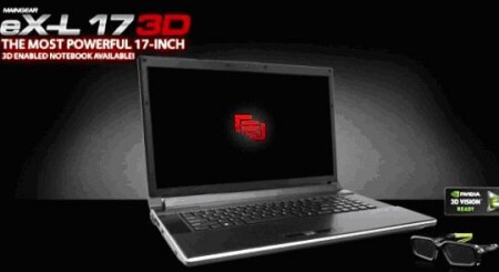 Новый игровой 3D-ноутбук Maingear eX-L 17 3D. Фото.