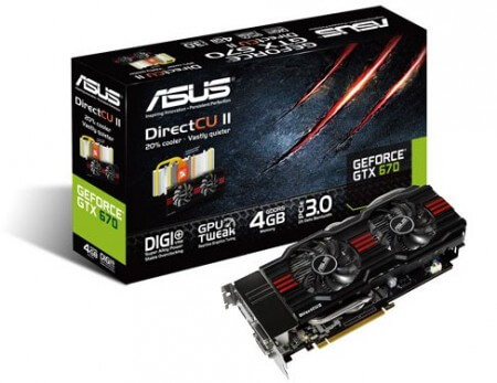 ASUS анонсировала видеокарту GeForce GTX 670 DirectCU II. Фото.