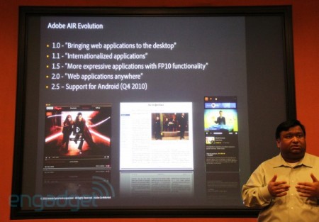Adobe AIR 2.5 для Andriod появится в 4 квартале 2010 года. Фото.