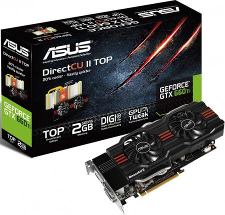 ASUS анонсировала пять вариантов видеокарты GeForce GTX 660 Ti DirectCu II. Фото.