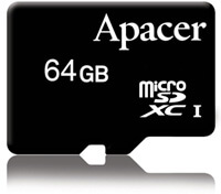 Apacer выпускает «шуструю» 64-гигабайтовую карту памяти MicroSDXC. Фото.