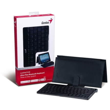 Bluetooth-клавиатура с кожаным чехлом-подставкой Genius LuxePad 9100. Фото.