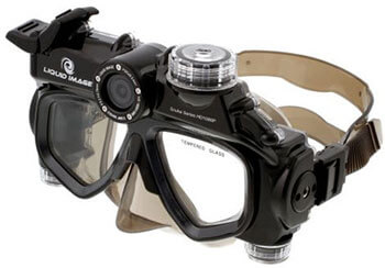 Подводная маска Liquid Image Scuba Series с камерой для съемки HD-видео. Фото.