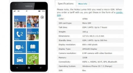 В Германии O2 выпустит 32-гигабайтовую версию Nokia Lumia 900. Фото.