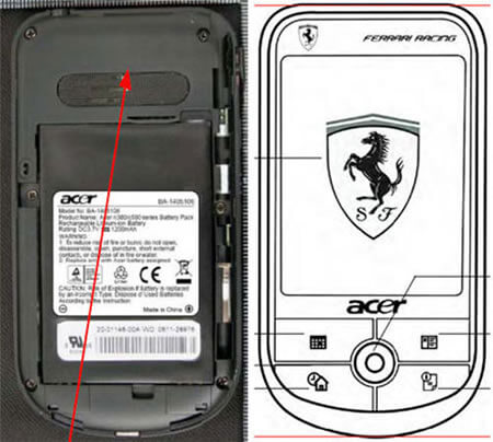 Acer c500 карманное Ferrari. Фото.
