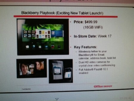 BlackBerry PlayBook c Wi-Fi будет стоить 500 долларов. Фото.