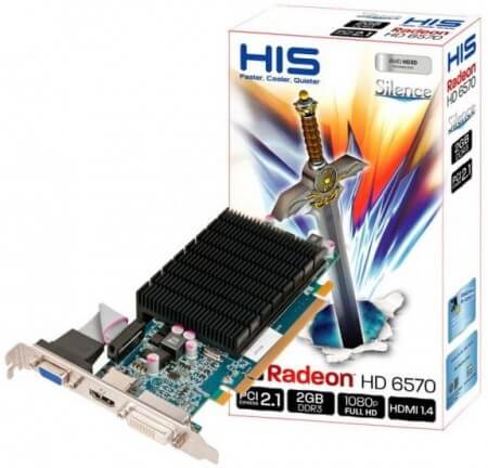 HIS Radeon HD 6570: низкопрофильная видеокарта с пассивной системой охлаждения. Фото.