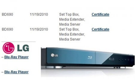 Blu-ray плеер LG проходит Wi-Fi Direct сертификацию. Фото.
