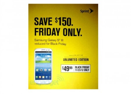 В Black Friday оператор Sprint предложит Galaxy S III за 50 долларов. Фото.