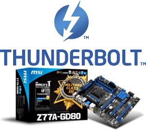 MSI начала поставки материнской платы Z77A-GD80 с интерфейсом Thunderbolt. Фото.