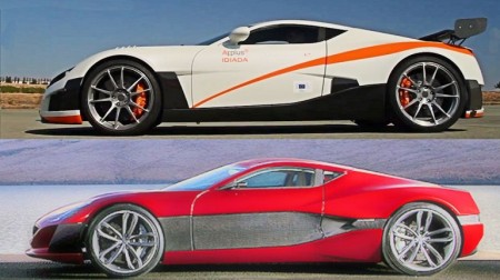 Вверху - Applus+ Idiada Volar-e , внизу - Rimac Concept One Вверху - Applus+ Idiada Volar-e , внизу - Rimac Concept One