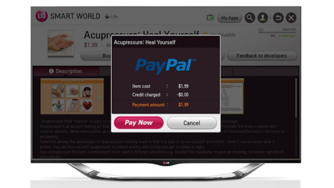 LG скрестила PayPal с телевизором. Фото.