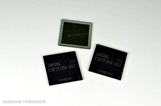 Samsung начала производство 4-гигабитных чипов памяти для мобильных устройств. Фото.
